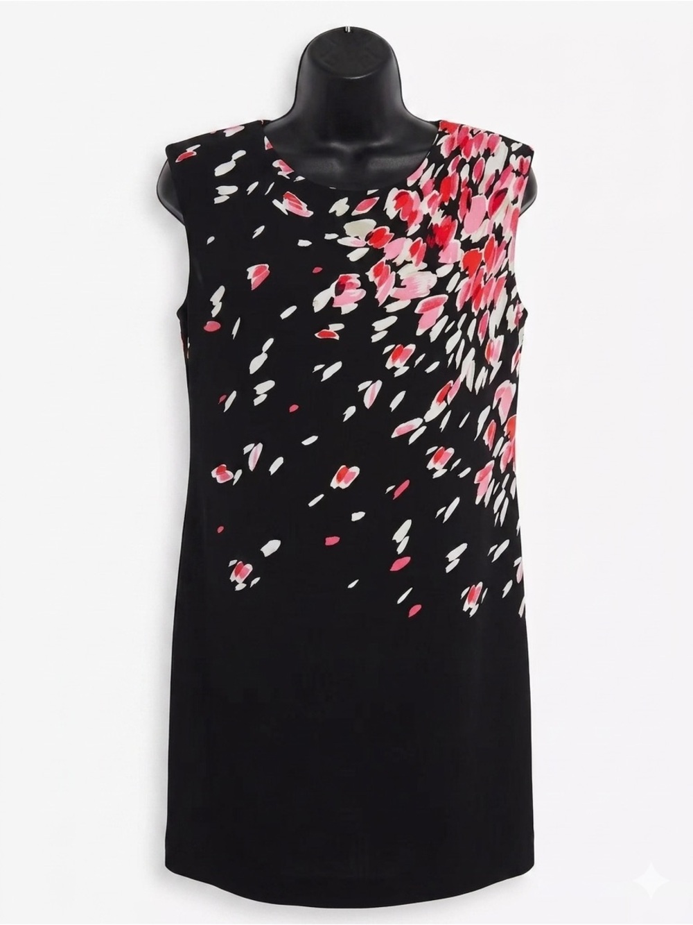 Loft Petite Black Pink Confetti Floral Brushstroke Shift Dress Like New MP
